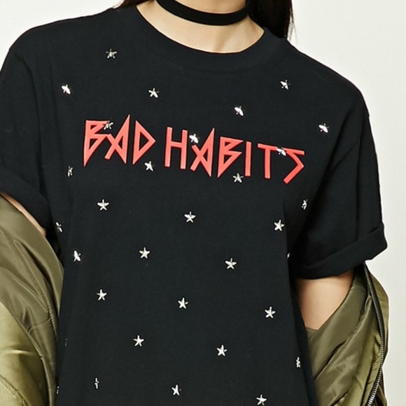#T43 NWOT FOREVER 21 BAD HABITS TEE - Picture 3 of 8
